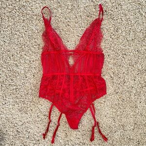 Victoria's Secret Vibrant Red Mesh Lingerie